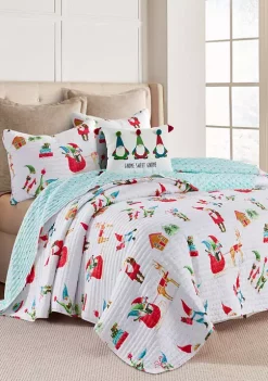 Budget ⭐ Levtex Home Gnome for the Holidays White King Quilt 🧨 -Cheap Levtex Store Belk 459