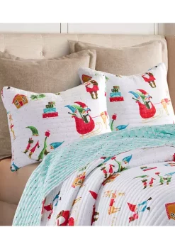 Budget ⭐ Levtex Home Gnome for the Holidays White King Quilt 🧨 -Cheap Levtex Store Belk 460