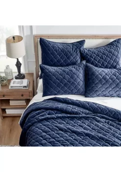 Flash Sale 🛒 Levtex Home Navy Velvet King Quilt Set 🎁 -Cheap Levtex Store Belk 558