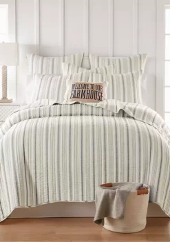New 🔥 Levtex Home Rochelle Stripe Gray Quilt Set 🛒 -Cheap Levtex Store Belk 847