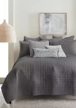 Brand new 🎁 Levtex Home Mills Waffle Navy King Quilt Set 👍 -Cheap Levtex Store Belk 96