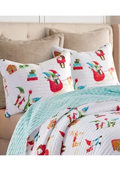 Outlet ⭐ Levtex Home Gnome for the Holidays White Twin Quilt 👏 -Cheap Levtex Store Belk 976
